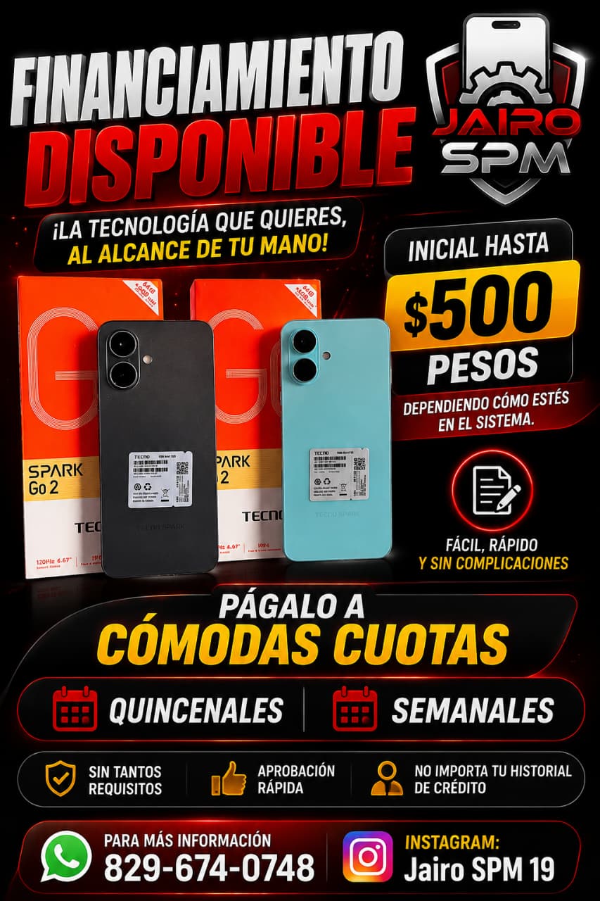 Tecno Spark Go 2 en financiamiento, inicial desde $500